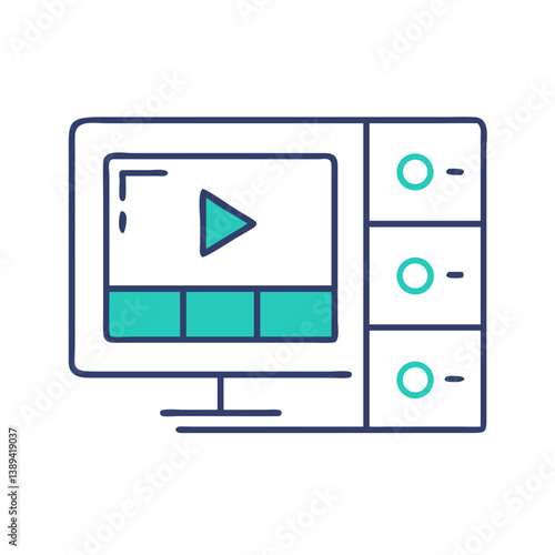 A digital video player interface displaying a play button, symbolizing modern entertainment media consumption, user engagement in digital content, and the evolution of online viewing experiences.