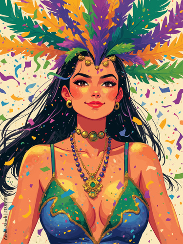 mardi gras party woamn illustration theme