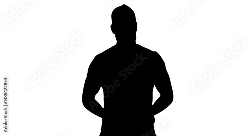 Silhouette Portrait Mysterious Figure Against a Bright White Background