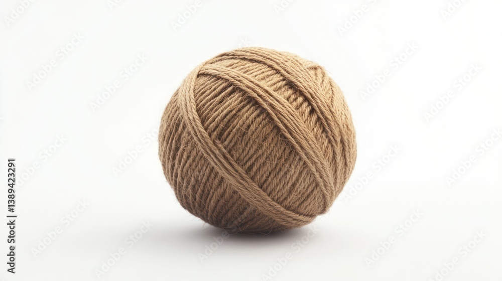 Beige ball of yarn against a white background. Possible use Craft supplies, hobby Beige ball of yarn against a white background. Possible use Craft supplies, hobby