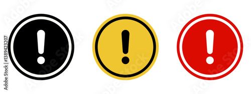 Caution warning signs set. Exclamation marks.