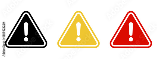 Caution warning signs set. Exclamation marks.