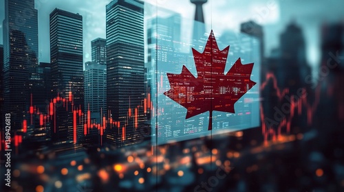 Modern Canadian Skyline with Stock Exchange Background Image