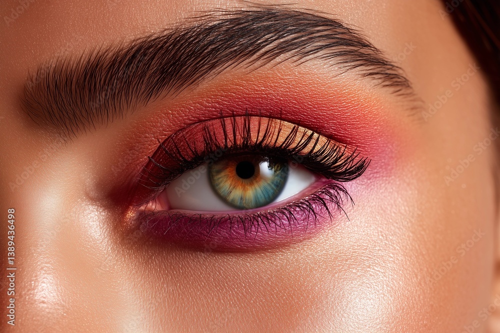 Obraz premium Mesmerizing gradient eyeshadow art, seamless color blends, editorial beauty redefined.