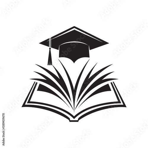 Graduation Cap on Book, Education Symbol, Academic Achievement