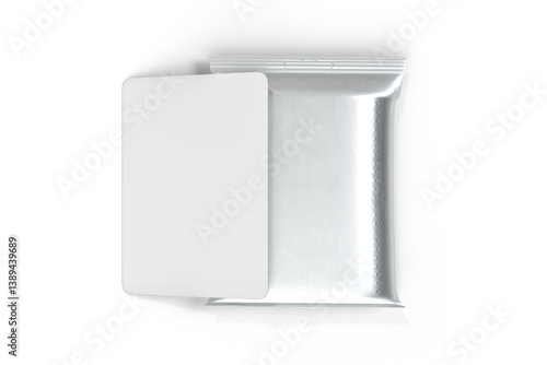 Schilderij op canvas 3D Playing cards collectible with shiny foil plastic booster pack mockup isolated