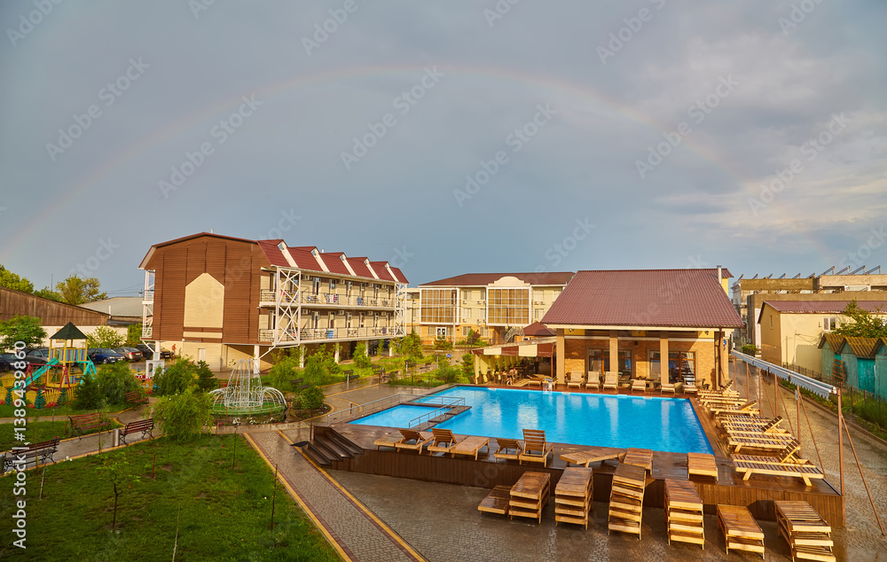 Naklejka premium Hotel Complex with Swimming Pool