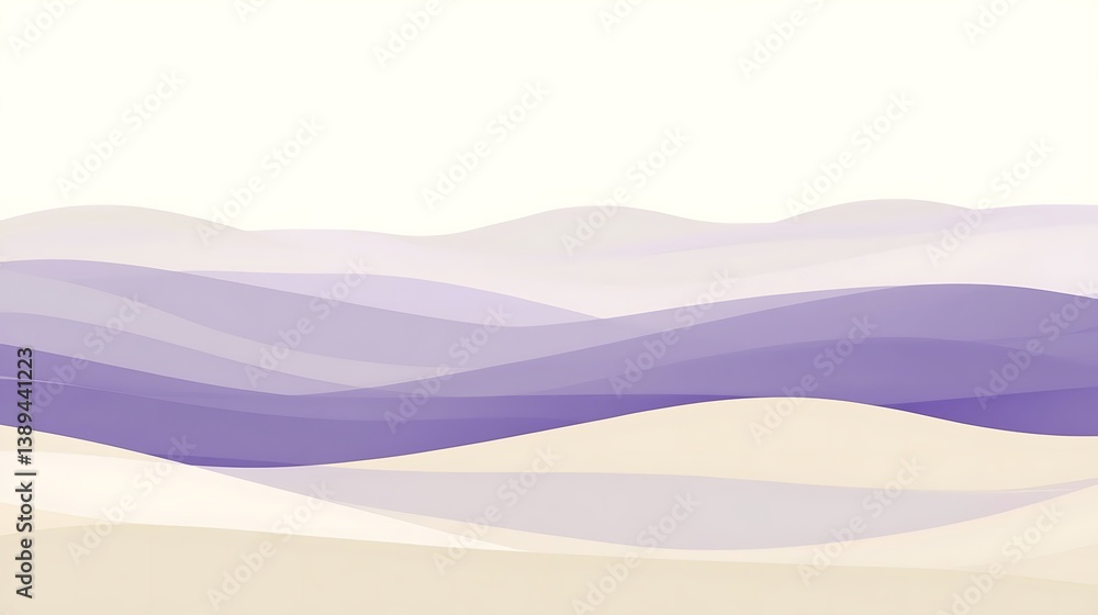Fototapeta premium Abstract purple and beige wavy landscape.
