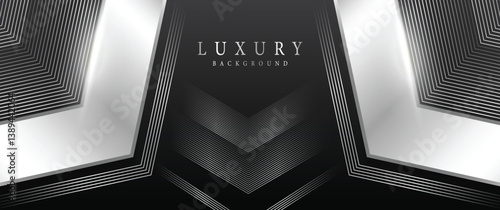 Black Silver Royal Awards Graphics Background. Lines Corner Curve Elegant Shine Modern Template. Luxury Premium Corporate Abstract Design Template. Classic Shape Post. Center LED Screen Visual.
