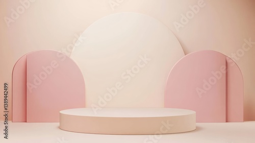 Minimalist pastel podium display for product presentation