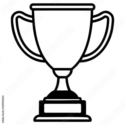 A black silhouette of a classic Trophy cup vector illustration isolated on transparent background