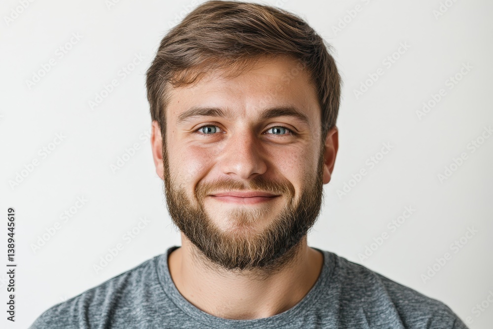 Fototapeta premium A handsome young man with a full beard smiles brightly