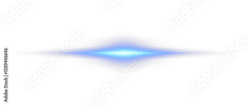 Png Glowing horizontal blue light line with radiant shine and beam effect. Futuristic energy streak with shimmer, flare, and neon glow. Perfect for digital highlights. Png illustration.