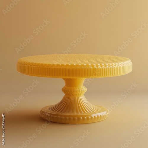 Yellow cake stand on light background.  Use Stock photography