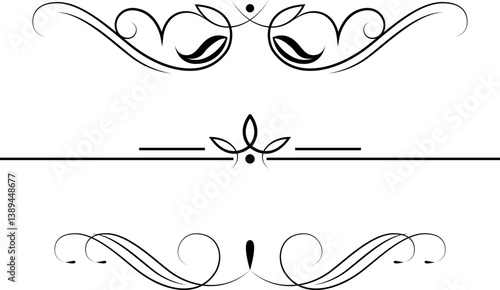 black and white set of delimiters for text, dividers