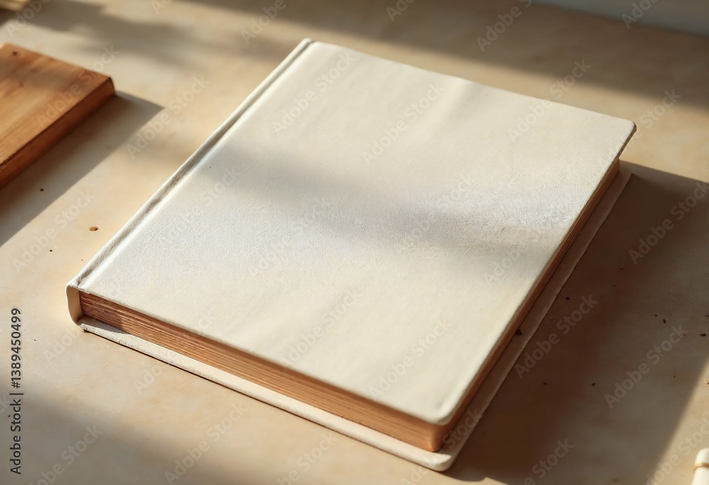 Fototapeta premium Blank hardcover book with golden page edges