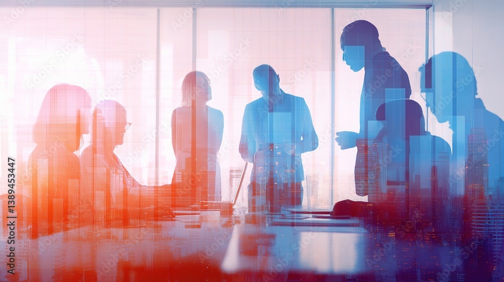 Fototapeta premium Business Team Discussion in Layered Visual Representation