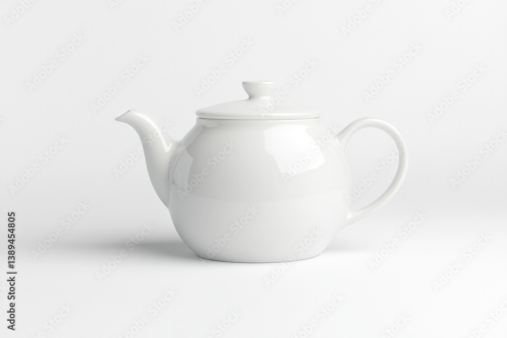 Elegant white teapot showcases minimalist design and smooth curv Elegant white teapot showcases minimalist design and smooth curv