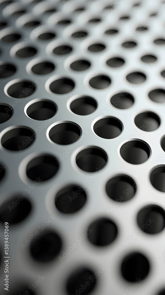 Close-Up of Perforated Metal Surface with Circular Holes Close-Up of Perforated Metal Surface with Circular Holes