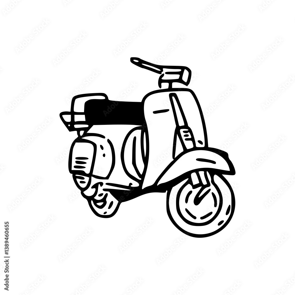 Obraz premium old vintage scooter vector drawing