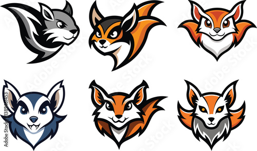 Flying Squirrel head mascot logo design vector