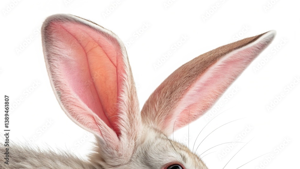 Obraz premium Close-Up of Rabbit Ears with Pink Inner and Light Brown Outer Fur