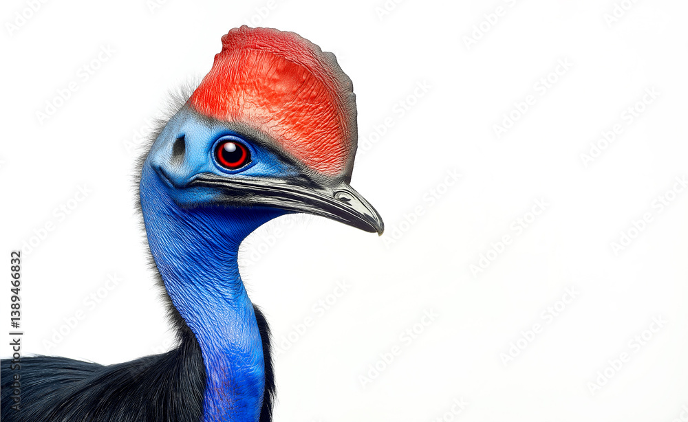 Obraz premium cassowary close up portrait on white background