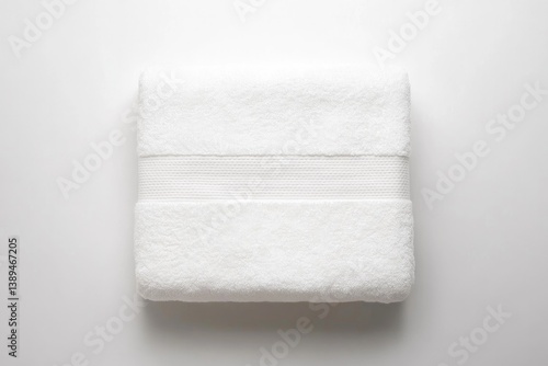 Soft, folded white towel arranged neatly on minimalist backgroun