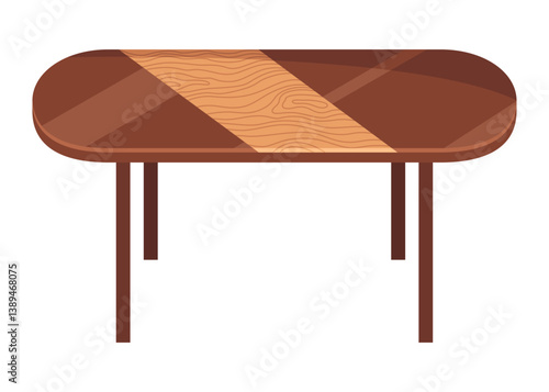 Table furniture of wood, interior wooden desk. Empty wooden table isolated illustration on white background. Vector illustration of platform or stand