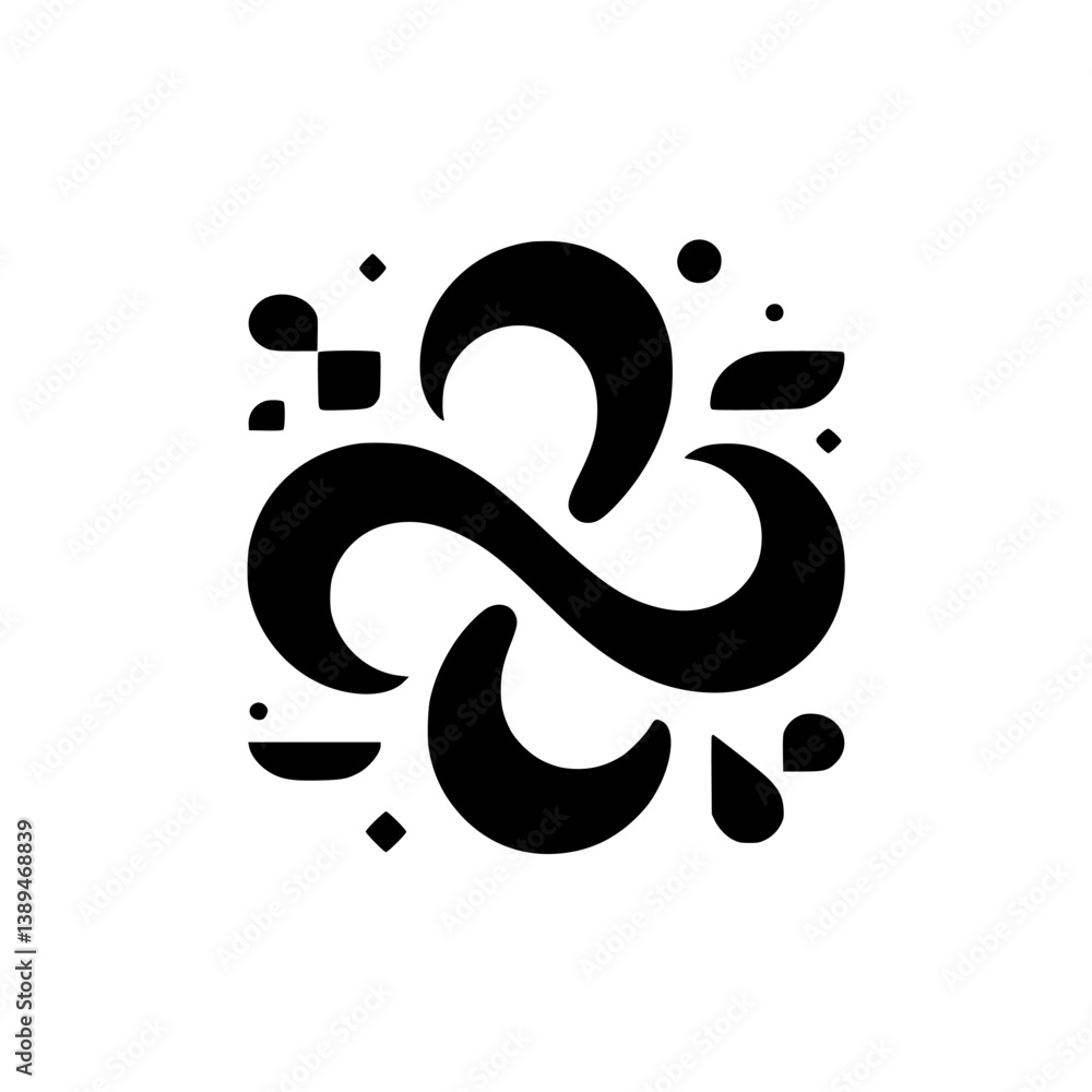 Obraz premium Abstract Black Floral Graphic on White Background