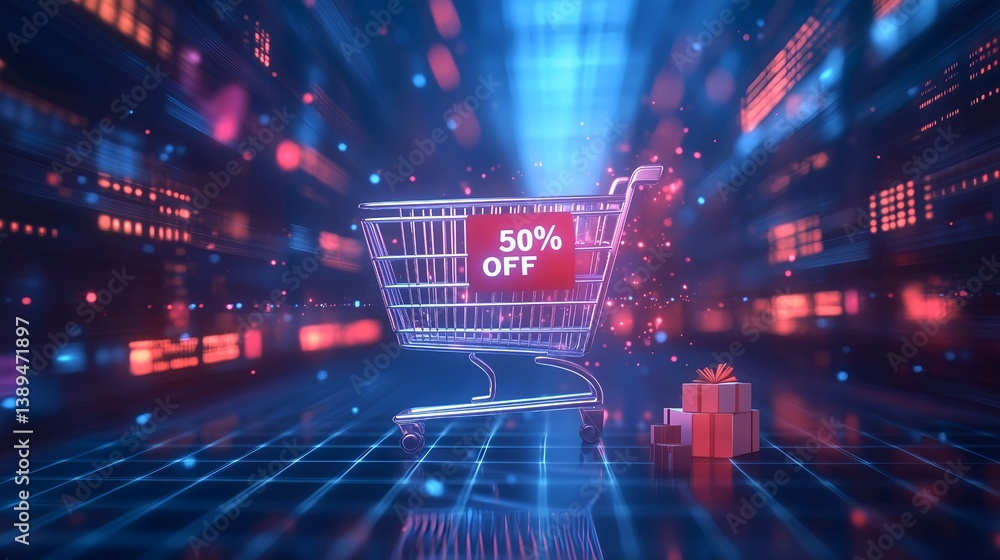 Shopping cart with the text