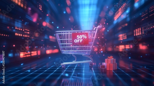 Obraz na płótnie Shopping cart with the text