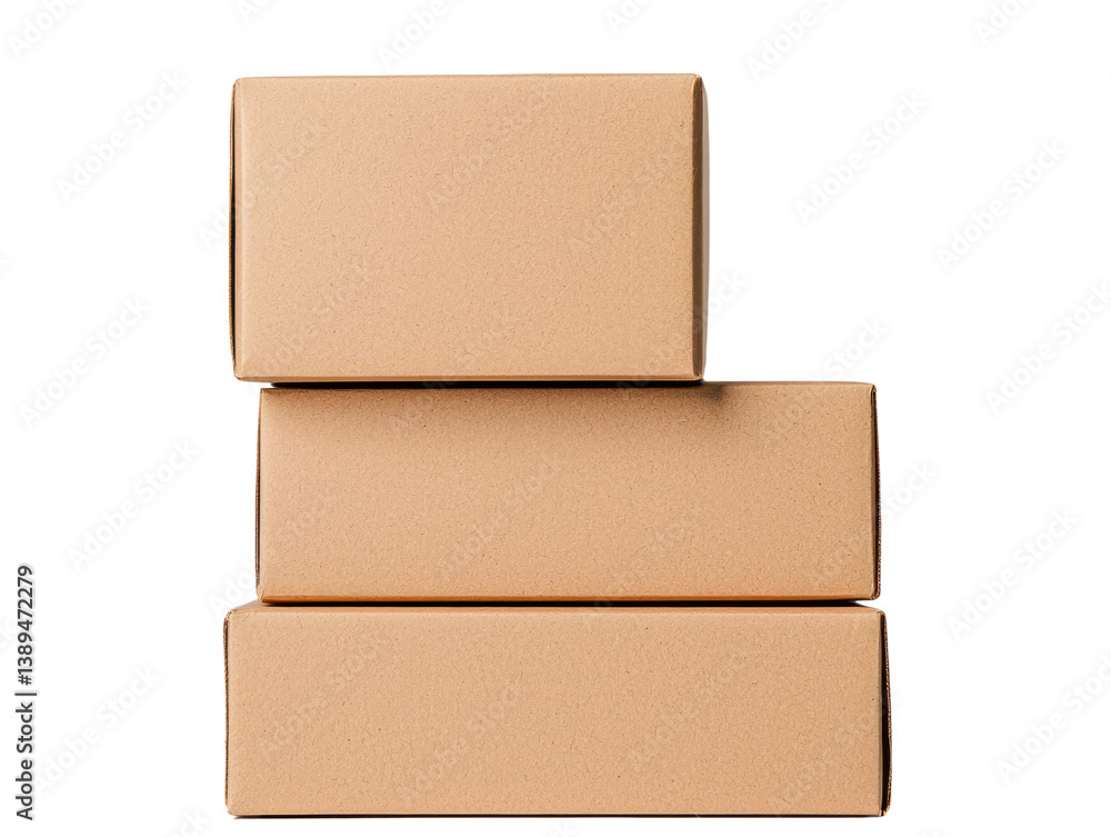 Obraz premium Creative cardboard box stacking action studio setting cutout background modern aesthetic