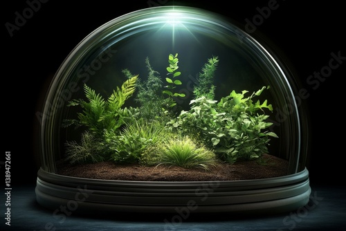A biodome on Mars sustaining plant life in a controlled environment