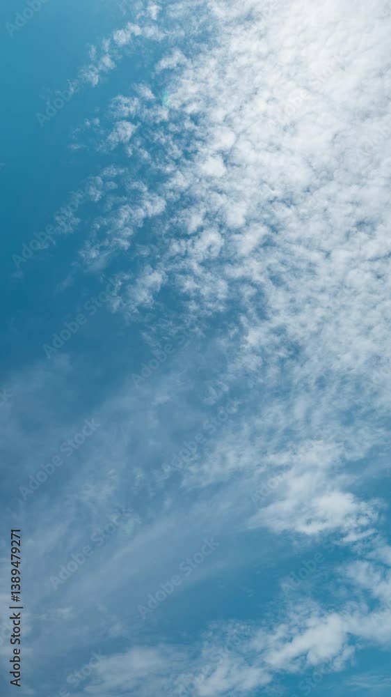 Vertical video - Timelapse of multiple layers of clouds in the blue sky Vertical video - Timelapse of multiple layers of clouds in the blue sky
