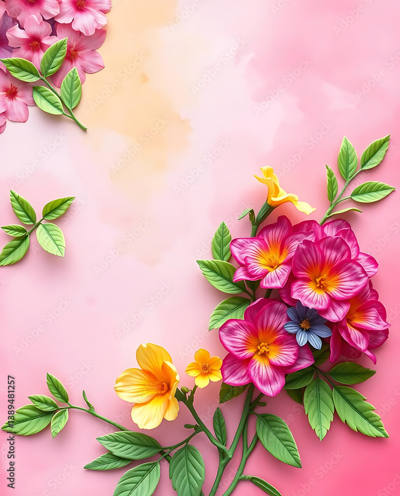 Fototapeta premium Seamless panoramic floral pattern summer theme, created by generative ai