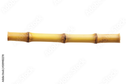 A single section of light yellow bamboo isolated on a bright white background showcasing its natural