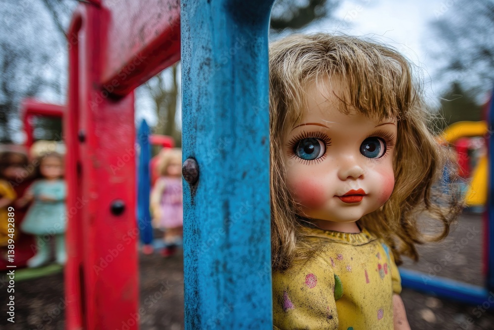 A playground full of dolls, all staring at the viewer