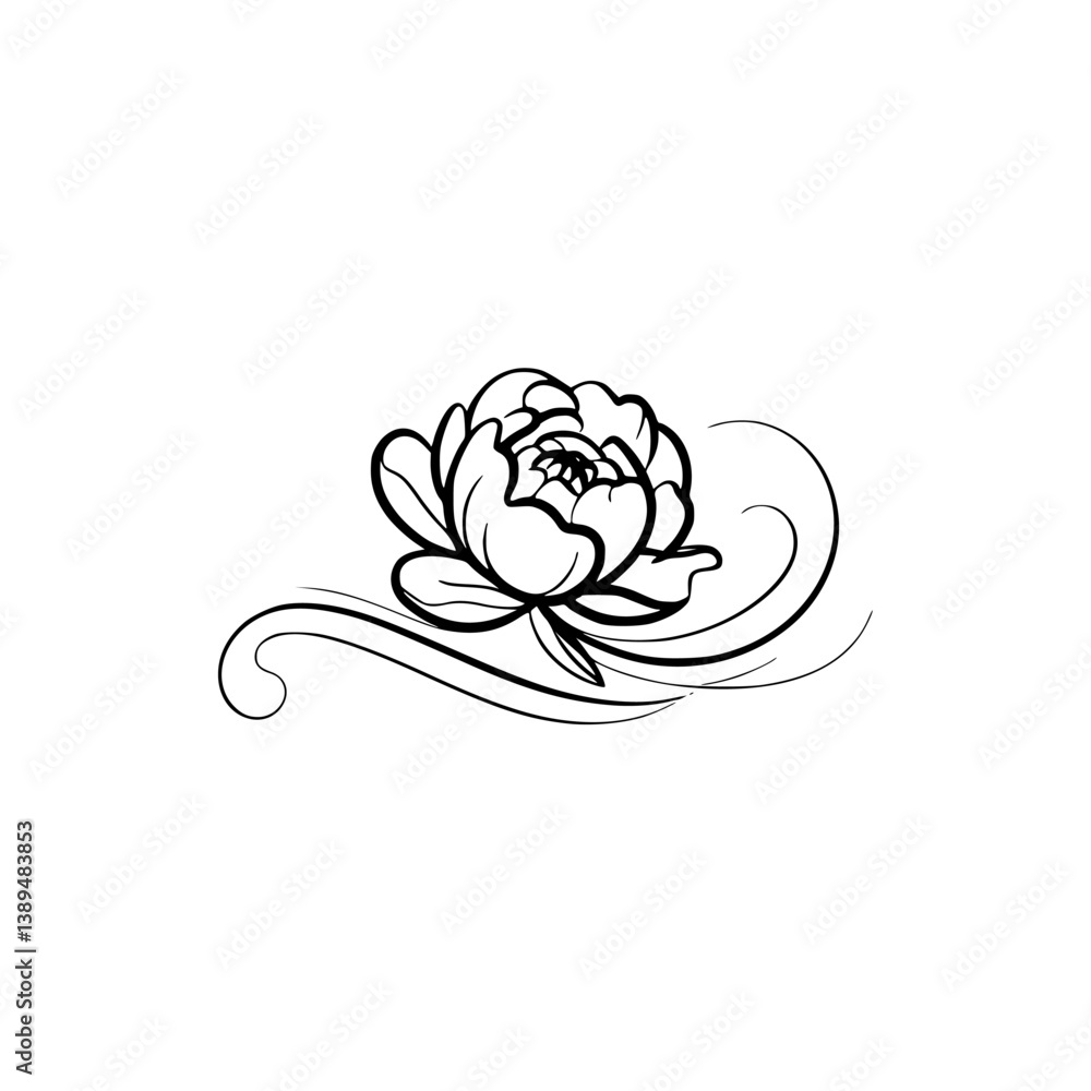 Fototapeta premium Minimalist Black Floral Line Art, Elegant Decorative Element