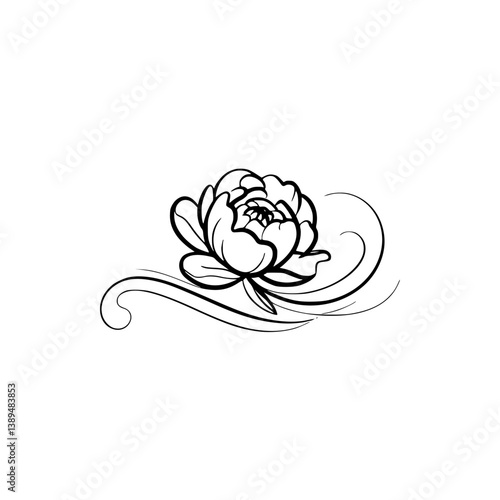 Minimalist Black Floral Line Art, Elegant Decorative Element