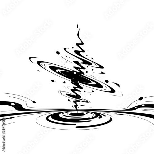 Abstract Black Hole Vortex: Minimalist Graphic Illustration