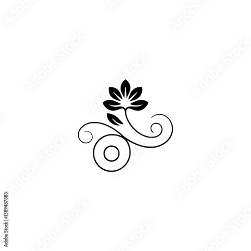 Elegant Black Floral Vector Design on White Background