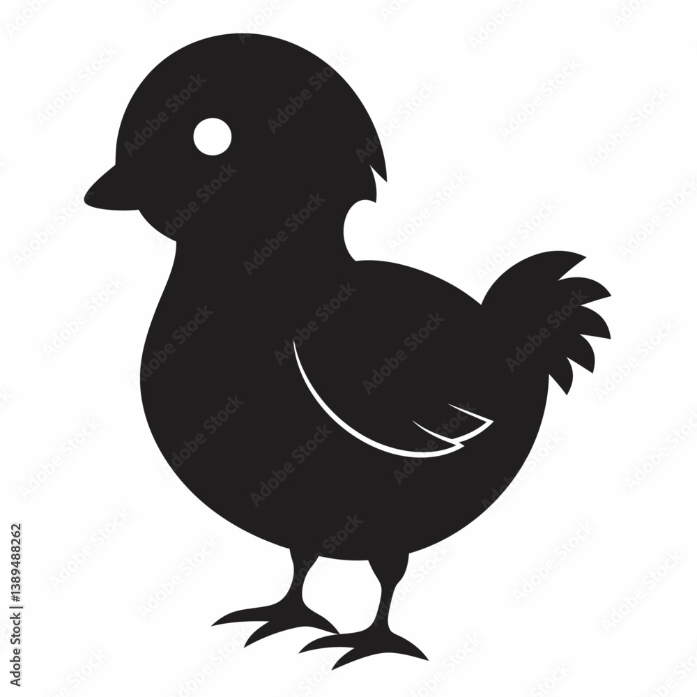 Fototapeta premium bird chick silhouette isolated white background