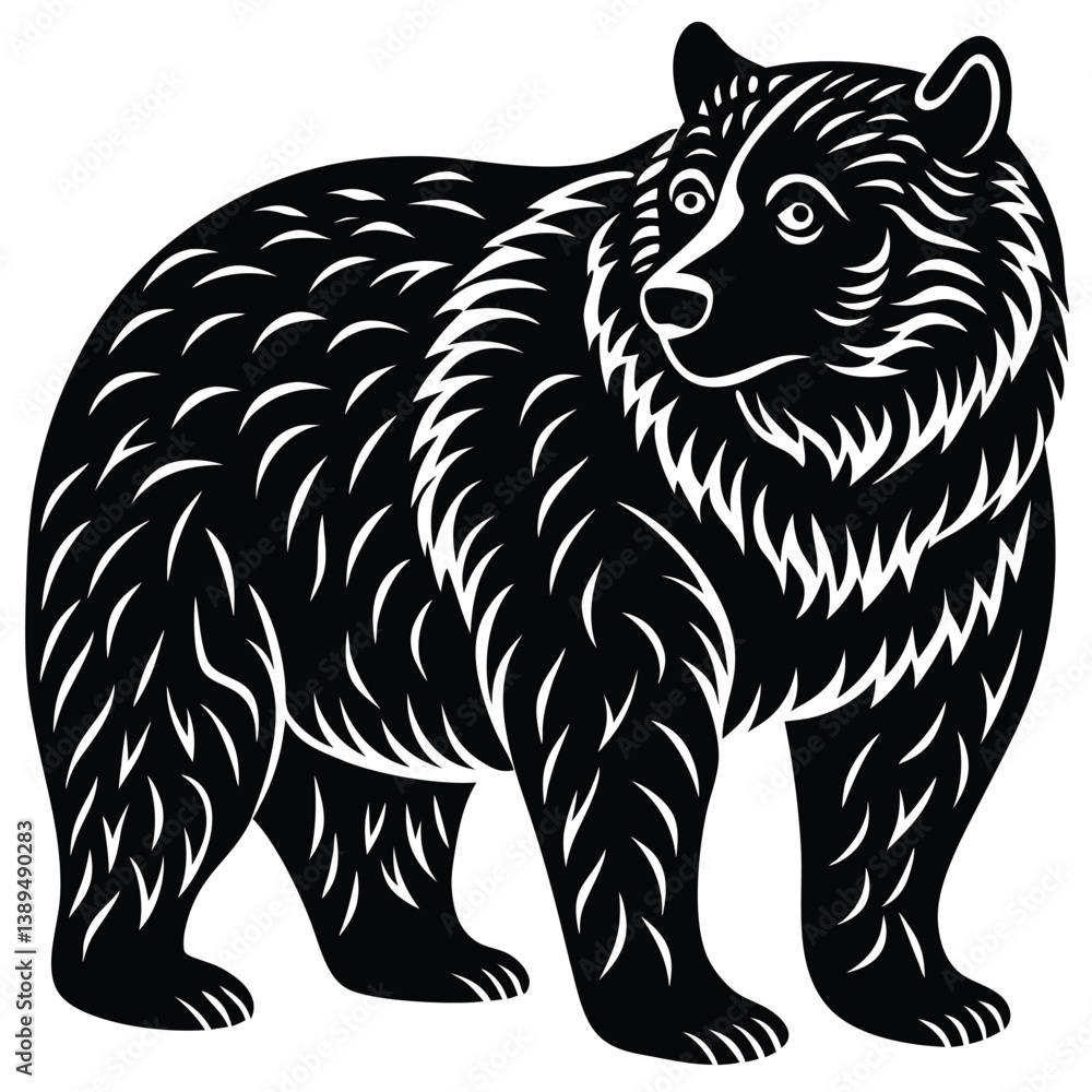 Obraz premium Wild bear vector illustration, a silhouette of a big mammal