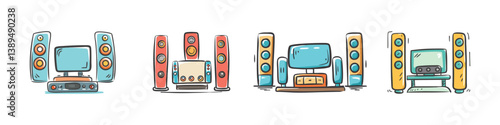 home theater system icon, home theater system vector illustration-simple illustration of home theater system, perfect for home theater system logos and icons