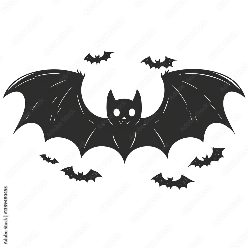 Fototapeta premium Halloween Bat flat vector icon, transparent background