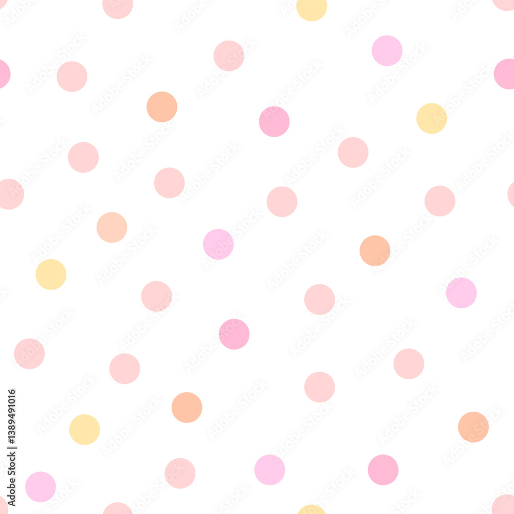 Cute pastel dots seamless pattern. Simple classical pale dotted background. Bright pink and yellow fabric design. Vector illustration Cute pastel dots seamless pattern. Simple classical pale dotted background. Bright pink and yellow fabric design. Vector illustration