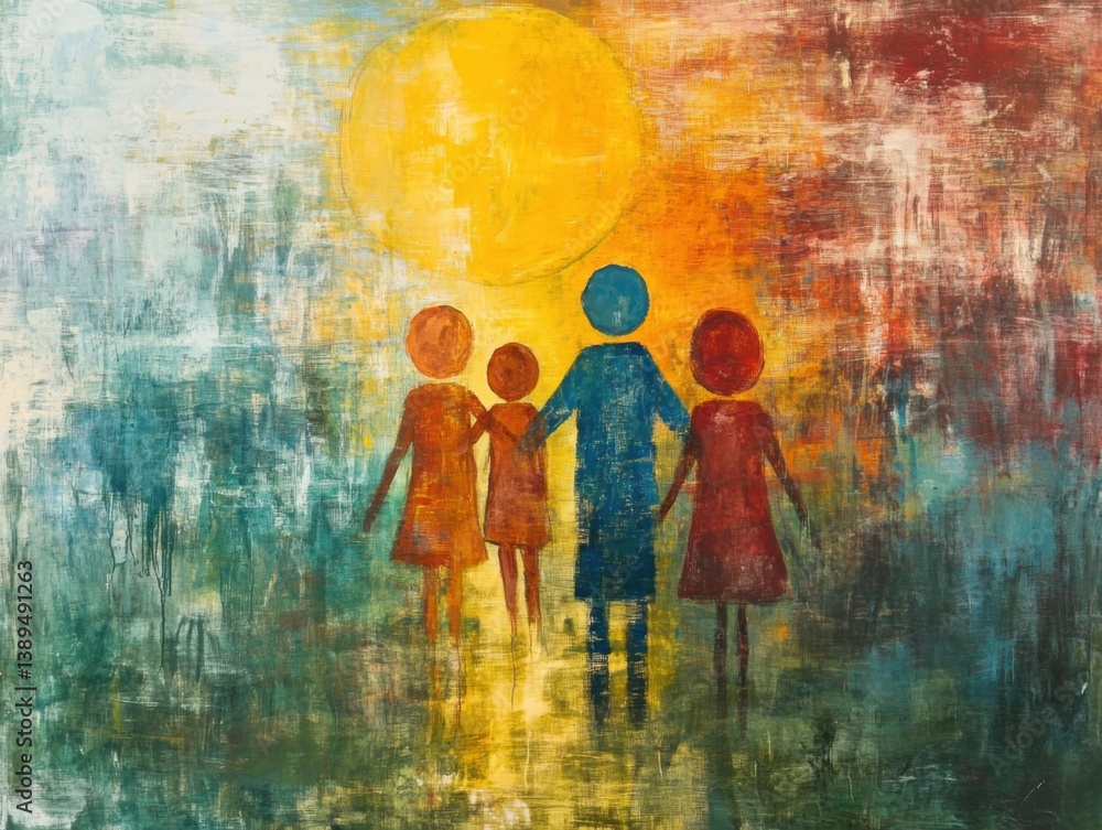 Obraz premium Family spending time together, supporting a loved one with Parkinson's, symbolizing unity