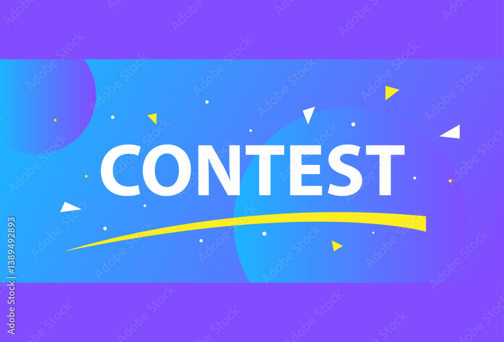 contest banner vector on a purple space background with different small yellow and white inserts