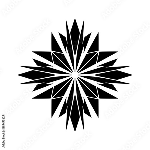 Abstract Black Geometric Starburst on White Background